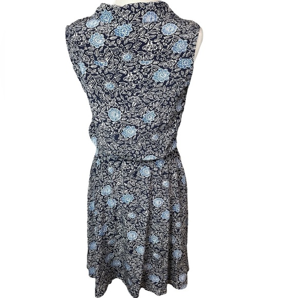 Garnet Hill silk Blue Floral Mini Dress, collar, Sleeveless, Size 2 - Picture 4 of 11